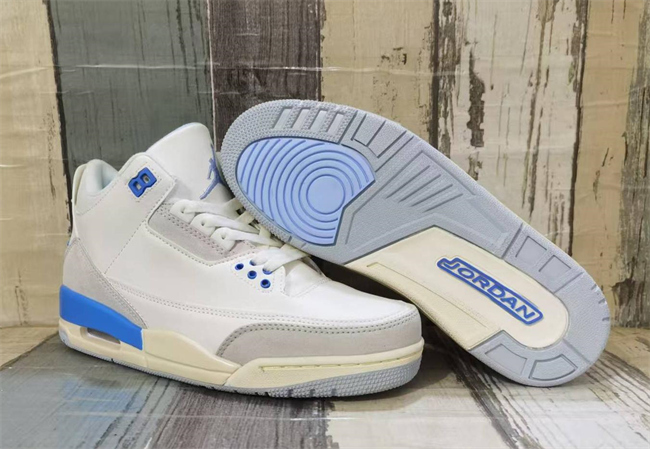 Men's Running weapon Air Jordan 3 White/Blue Shoes 0127